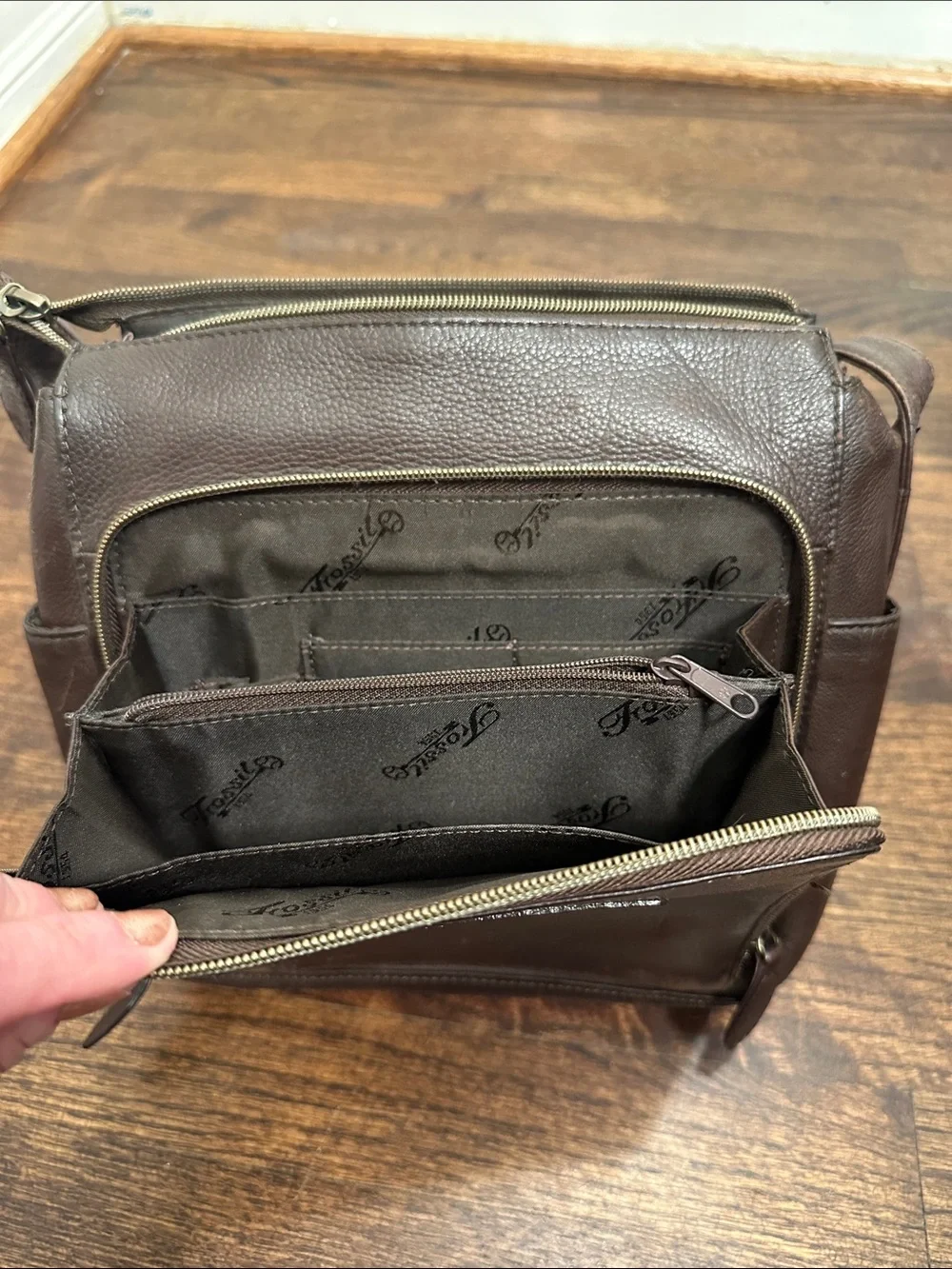 Fossil VTG Brown Leather Messenger Crossbody Bag Unique